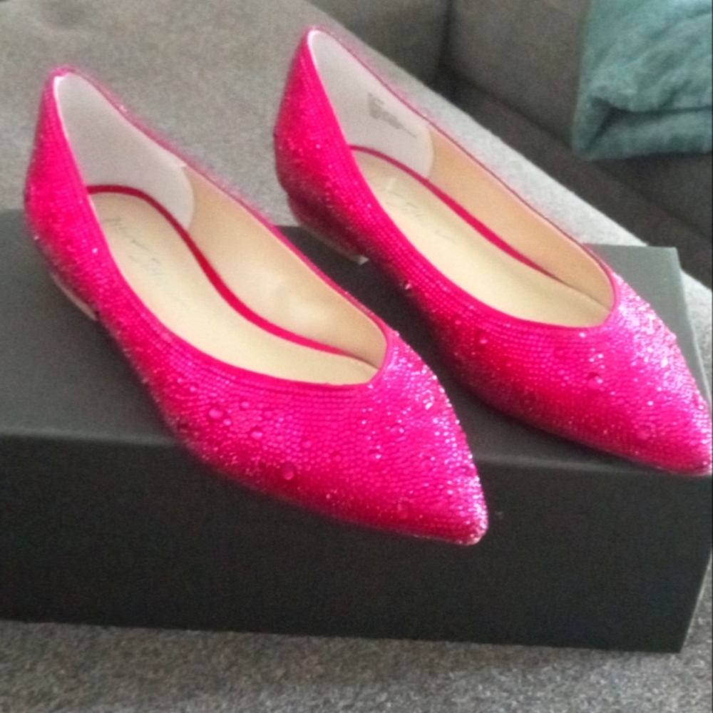 Hot Pink Betsy Johnson Beaded Flats Size 8 NWT